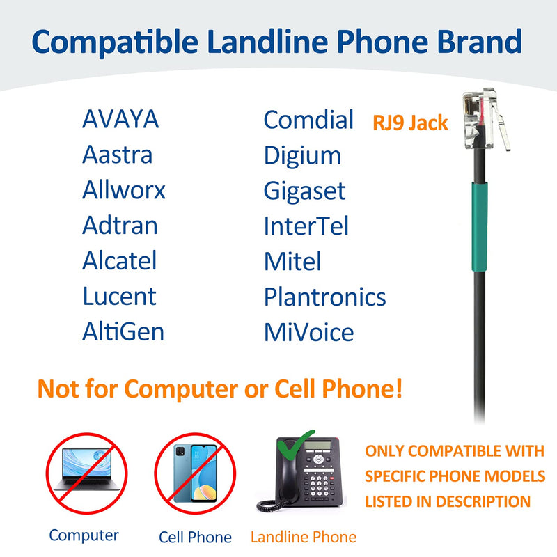 [Australia - AusPower] - Wantek Corded Telephone Headset Dual w/Noise Canceling Mic Compatible with Avaya Aastra Allworx Adtran Alcatel Lucent AltiGen Digium Gigaset InterTel Mitel Plantronics Landline Deskphones(F602S1) 