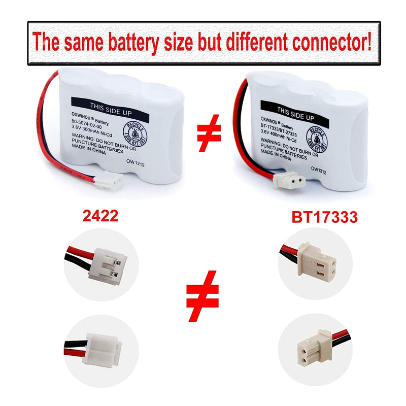 [Australia - AusPower] - BT-17333 BT-27333 Handset Telephone Rechargeable Battery OXWINOU 2/3AA 3.6V NI-CD Cordless Phone Battery Compatible with BT17333 BT27333 BT-17233 BT17233 BT-163345 CS5121(Pack of 2) 2 PACK 17333 BATTERY 