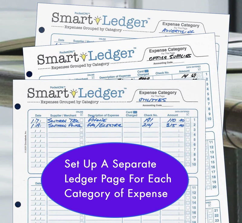 [Australia - AusPower] - Smart Ledger - Expenses Grouped by Category. Tax Organizer & Expense Ledger for Small Business. Easy Expense Tracking & Tax Preparation. Effortless Bookkeeping. 50 Sheets - 8.5 x 11” by PocketCPA. 
