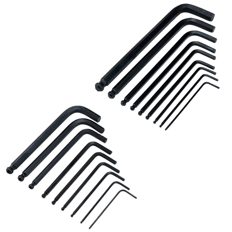 [Australia - AusPower] - Allen Wrench Set (36 Pack - Metric & SAE Wrenches) Hex Key with Ball End & Short Arm Allen Wrench Set 