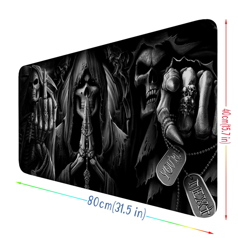 [Australia - AusPower] - Large Mouse Pad Gaming, Extended Mouse Pad Skull 31.5x15.7 in 3mm Thich XXL Computer Keyboard Pad Non-Slip Rubber Desk Mat Blackskull 
