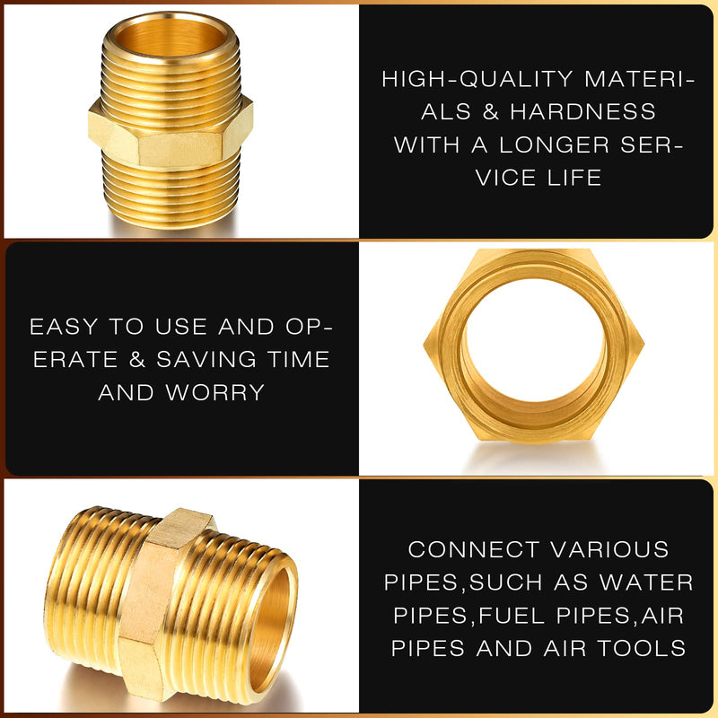 [Australia - AusPower] - 2 Pieces Brass Pipe Fitting Brass Hex Nipple Male Pipe Adapter, Straight Connector Pipe Fitting (1 x 1 Inch NPT) 1 x 1 Inch NP 