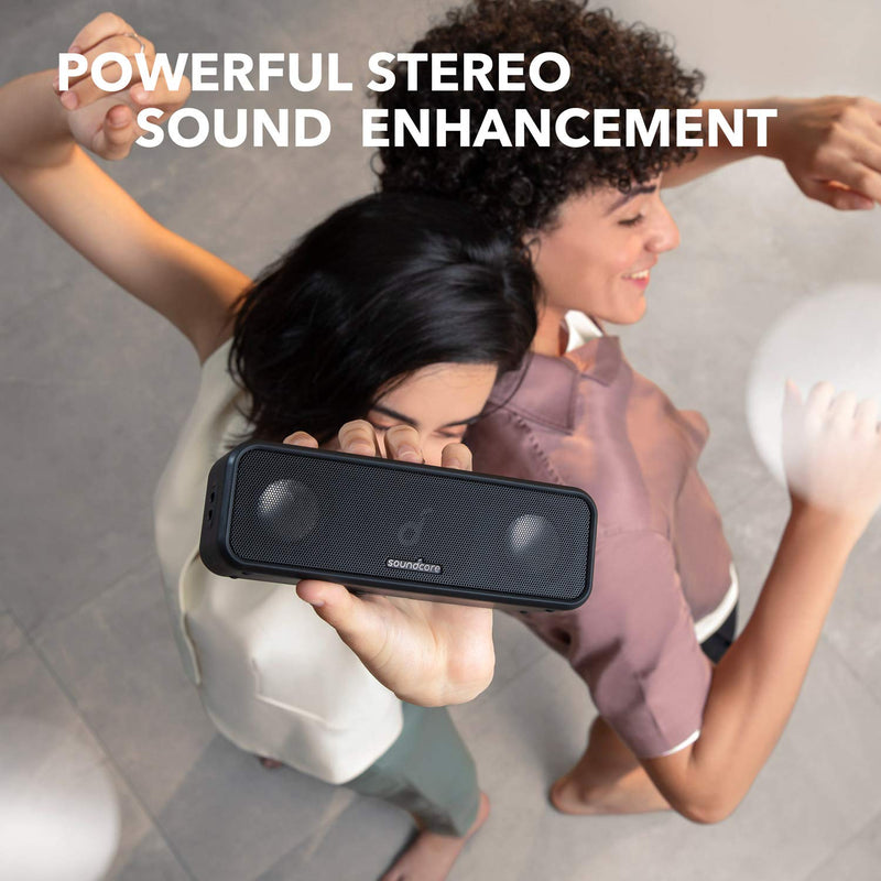 [Australia - AusPower] - Soundcore 3 by Anker Soundcore, Bluetooth Speaker with Stereo Sound, Pure Titanium Diaphragm Drivers, PartyCast Technology, BassUp, 24H Playtime, IPX7 Waterproof, App, Custom EQ, Home, Outdoor, Beach Black 