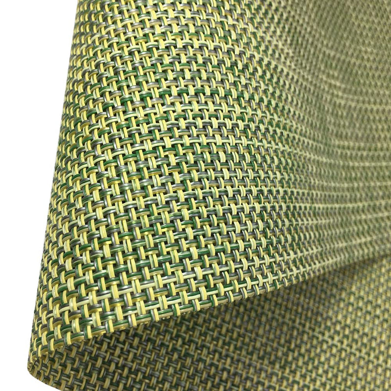 [Australia - AusPower] - WAZAIGUR Placemats Easy to Clean Crisscross Woven Vinyl Place Mats Indoor Dining Durable Non-Slip Heat Resistant Table Mats for Kitchen Table Set of 4,Green and Yellow Green and Yellow 