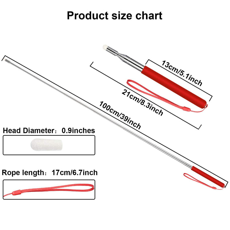 [Australia - AusPower] - 4 Pieces Retractable Teacher Pointer Telescopic Teaching Pointer Presenter Whiteboard Pointer and Lanyards with 6 Pieces Extra Felt Nibs for Teachers Presenter, Extends Design (39 Inches) 39 Inches 