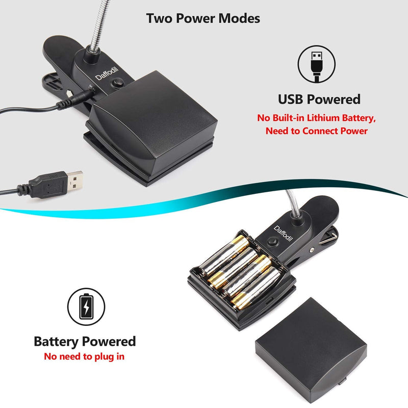 [Australia - AusPower] - USB and Battery Powered Desk Keyboard Light - Daffodil ULT300 - Table/Headboard Clamp and Flexible Gooseneck with 28 LED Beads in 3 Brightness Levels for Easy Reading 