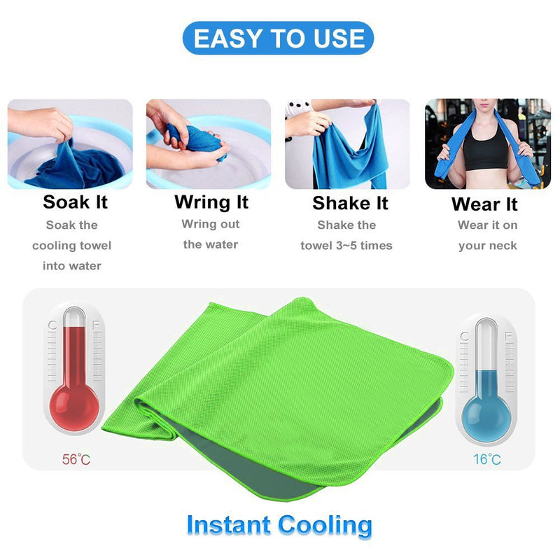 [Australia - AusPower] - [4 Pack] Cooling Towel (40"x12"), Ice Towel, Soft Breathable Chilly Towel, Microfiber Towel for Yoga, Sport, Running, Gym, Workout,Camping, Fitness, Workout & More Activities Blue/Grey/Green/Pink 