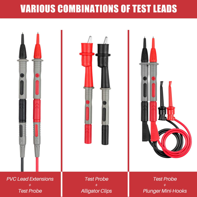 [Australia - AusPower] - AstroAI 8Pcs Multimeter Test Leads Kit,Digital Multimeter Leads with Alligator Clips and Plunger Test Mini Hooks Test Probes 1000V 10A CAT III & CAT IV 600V for Multimeter, Voltmeter, Clamp Meter 
