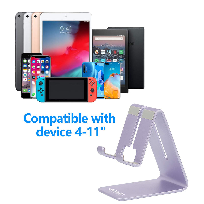 [Australia - AusPower] - Urmust Cell Phone Stand Desk Phone Holder Dock Cradle Stand for iPhone 13 12 11 Pro Max X Xr 8 Plus 7 6 ,Switch,iPad,Tablet(4-10in) [2021 Updated Version] Light Purple D-Purple 