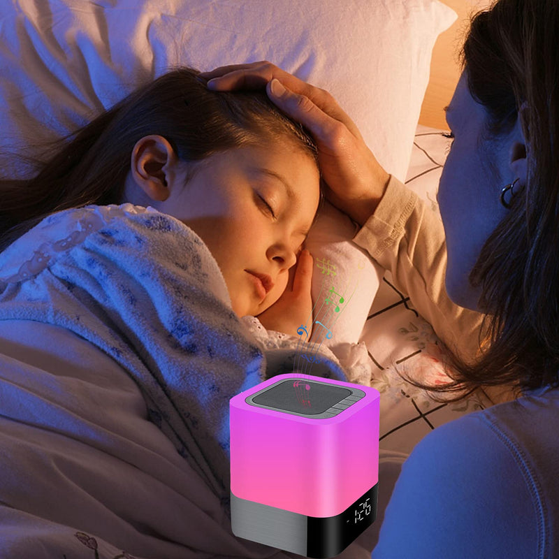 [Australia - AusPower] - Night Light Bluetooth Speaker,Alarm Bluetooth Speaker,Touch Sensor Bedside Dimmable Multicolour Changing Bedside, Best Gifts for 10 Year Old Girl,Teenage Girls Gifts Ideas 