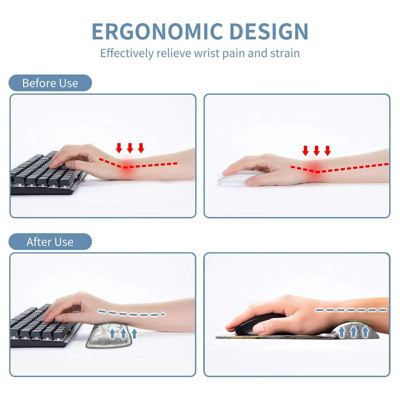 [Australia - AusPower] - Keyboard Wrist Rest and Mouse Wrist Rest Pad Set, Made of Memory Foam with Non Slip Rubber Base Ergonomic Gel Wrist Rest for Computer Keyboard Office Working, with Elephant Sunflower Coaster 