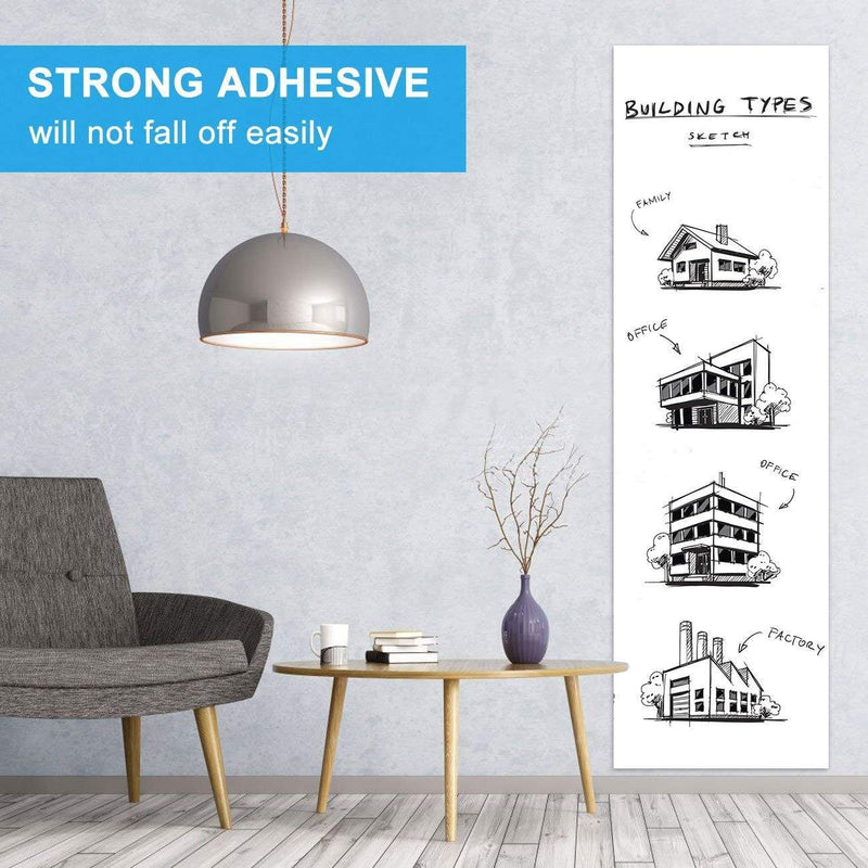 [Australia - AusPower] - White Board Sticker, Dry Eraser Board for Wall, Upgrade PET-No Ghost, 1.45x11ft, Stain-Proof Peel and Stick Film Self Adhesive Wall Paper Roll for Classroom/Office/Kids Painting, 3 Dry Erase Markers 