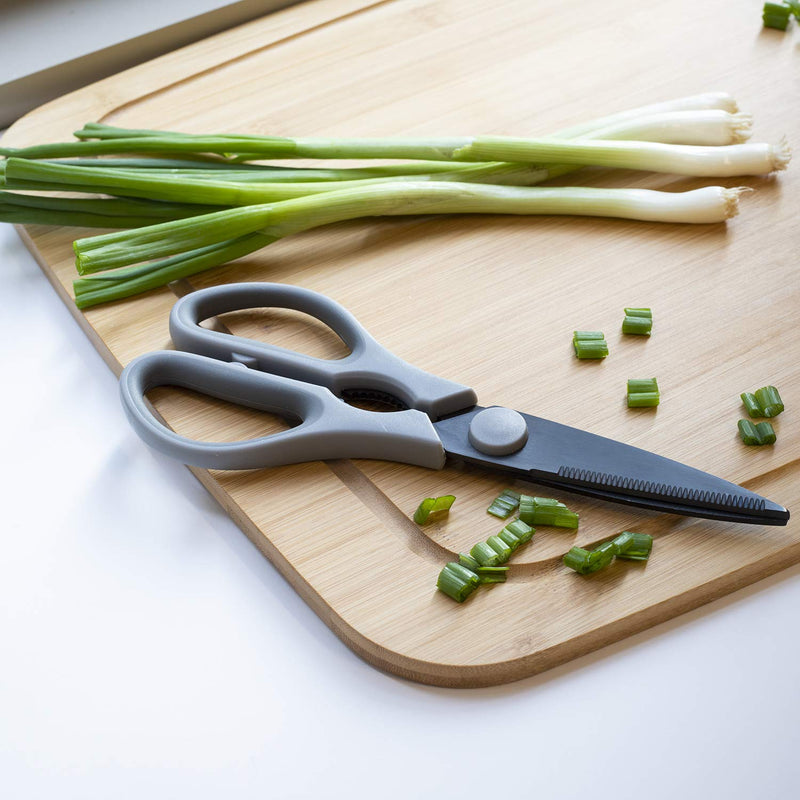 [Australia - AusPower] - Country Kitchen Set of 2 Kitchen Scissors- Stainless Steel Kitchen Shears, Cooking Scissors for Cutting Meat, Chicken, Herbs and Produce with Blade Cover and Soft Grip Handles - Grey 