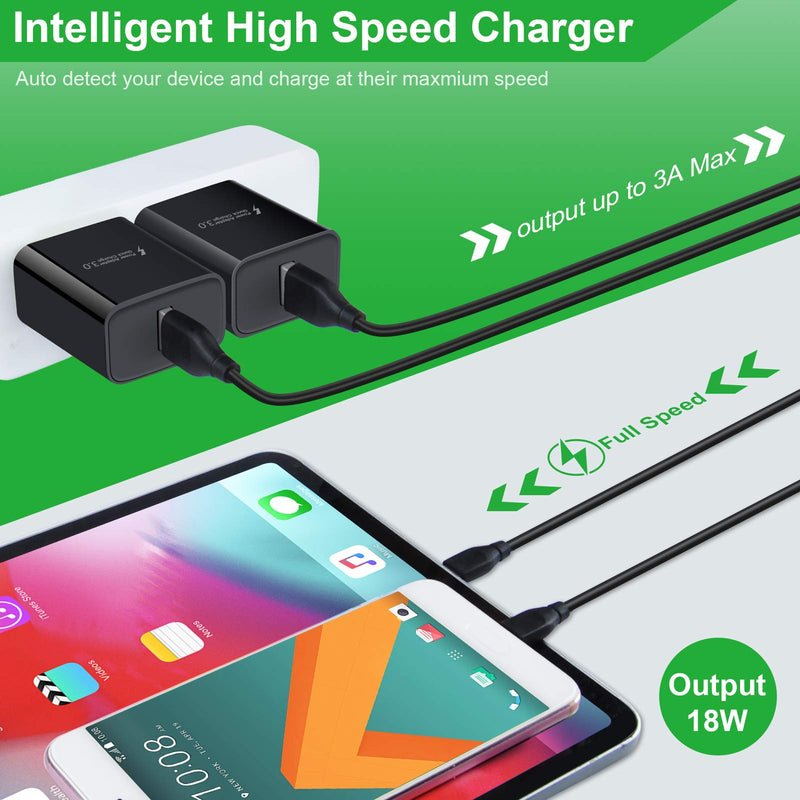 [Australia - AusPower] - 3Pack Quick Charge 3.0 Fast Charging Block Brick Wall Charger Plug Adaptive AC Adapter Power Cubes for iPhone Samsung Galaxy S22 S21 S20 FE S10 S9 S8 S7 Note 20 Ultra A13 A02S A10E A20 A21 A50 A51 Black 
