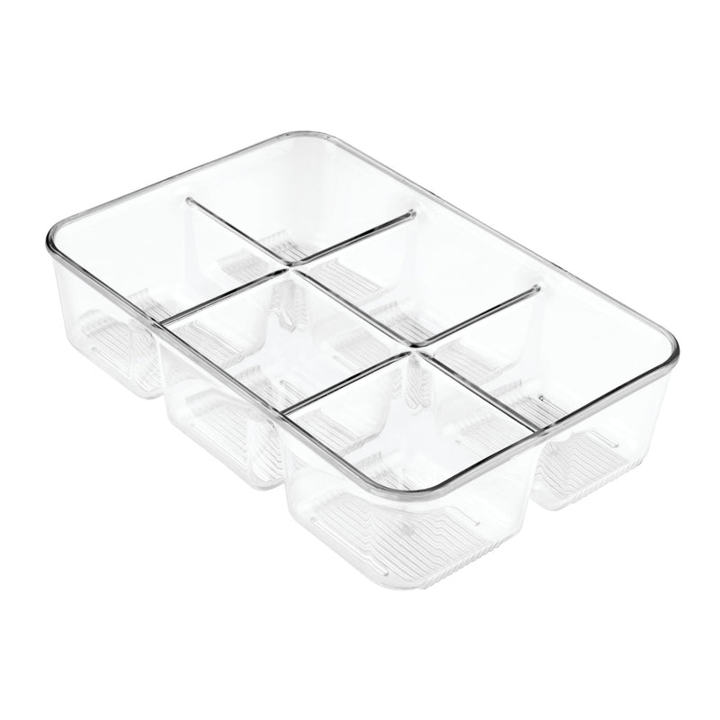 [Australia - AusPower] - iDesign Linus Plastic Divided Packet Organizer, Holder for Condiments, Sugar, Salt, Pepper, Sweeteners, Tea Bags, Spices, 6.5" x 9.5" x 2.25" - Clear 3 Section 