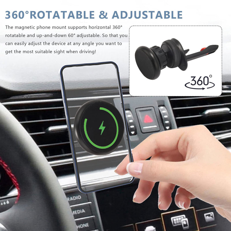 [Australia - AusPower] - FUIKEING Magnetic Car Phone Mount Holder for Car, Cell Phone MagSafe Car Mount 360° Rotation Air Vent Holder Compatible with All Smartphones, Black, 500128774 
