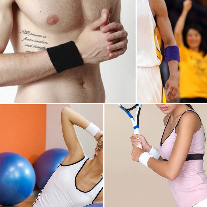 [Australia - AusPower] - Mallofusa ? 12 Pairs Colorful Cotton Sweatbands Sports Basketball Wristband Athletic Wrist Sweat Bands for Gym Yoga Tennis Etc. 