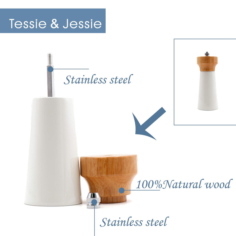 [Australia - AusPower] - Wooden Salt and Pepper Grinder Set, Sustainable Cherry Wood, Elegant Lighthouse Sea Salt Grinder and Black Pepper Mill Set for Seasoning, Cooking, Dining -By Tessie & Jessie (6“+8”) 6“+8” 