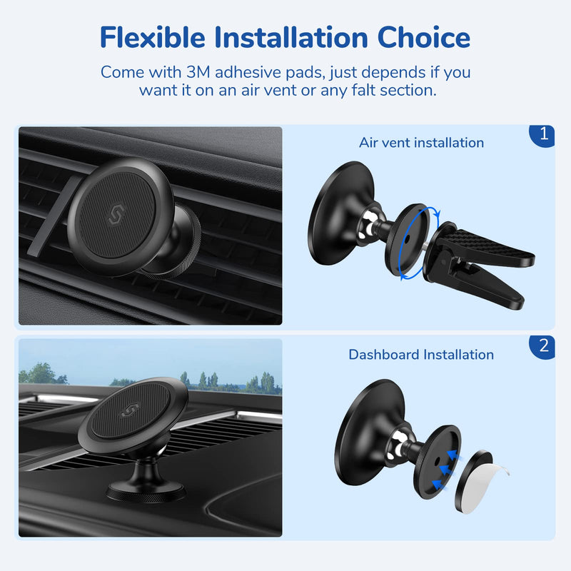 [Australia - AusPower] - Magnetic Phone Car Mount [ 2-in-1], Syncwire Magnetic Phone Holder for Car Dashboard & Air Vent, 360° Adjustable Cell Phone Magnet Mount Compatible with iPhone, Samsung, LG, GPS, and More 