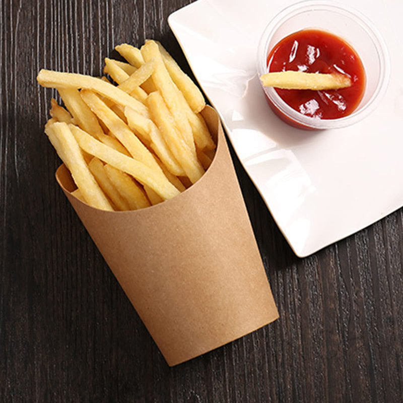 [Australia - AusPower] - 50 Pcs French Fries Holder Cup 12oz Disposable Take-Out Party Baking Supplies Waffle Paper Popcorn Container Ice Cream Kraft Paper Cups for Party Favor Baking Store 
