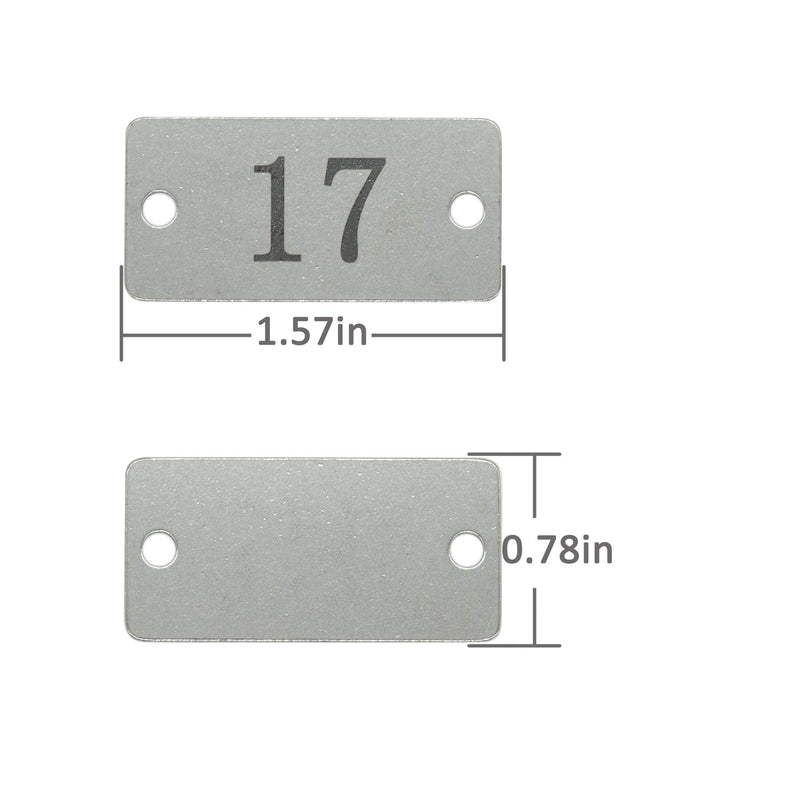 [Australia - AusPower] - StayMax Stainless Steel Rectangle Numbered Tags with Two Holes (1-25) 1-25 