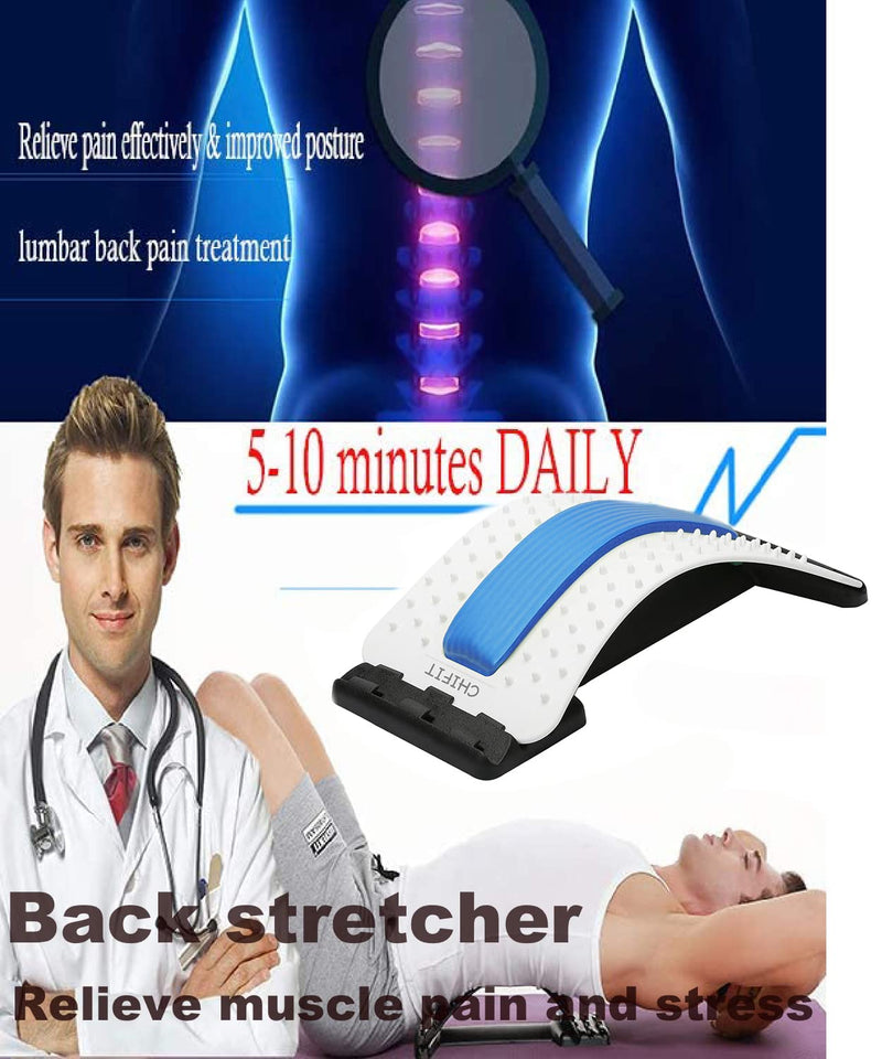 [Australia - AusPower] - ChiFit Multi-Level Back Stretching Device - Immediate Relief for Back Pain, Herniated Disc, Sciatica, Scoliosis,Lower and Upper Back Stretcher Support and Pain Relief Blue 