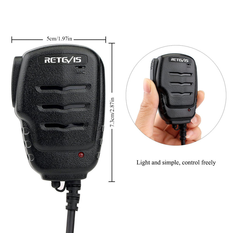 [Australia - AusPower] - Retevis H-777 Walkie Talkies Mic 2 Pin Shoulder Speaker Mic for Retevis RT22 RT21 RT19 H-777S RT15 RT68 RT27 RT21V RB26 RT18 RT1 RT28 RT-5R RT85 RT76 Arcshell AR-5 UV-5R BF-888S 2 Way Radios (1 Pack) 