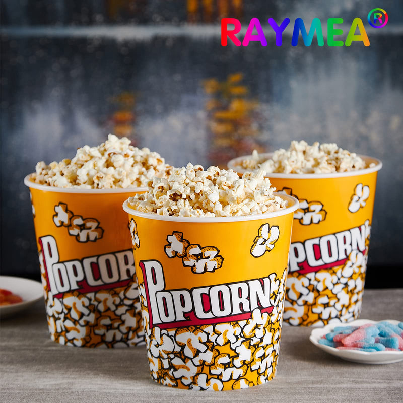 [Australia - AusPower] - Plastic Popcorn Containers Retro Style Reusable Popcorn Buckets for Movie Night 7.1”x7.1”x5.1” - 2 Pack 