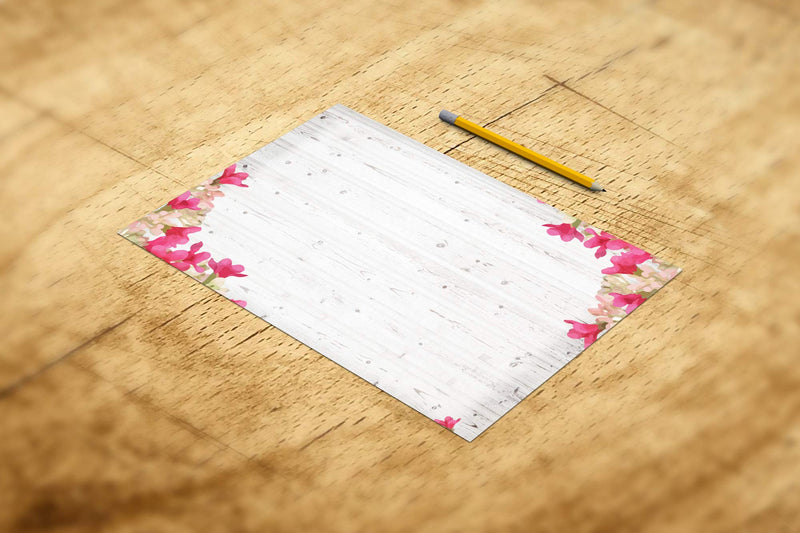 [Australia - AusPower] - Gray Wood Rustic Stationery - 8.5 x 11-60 Letterhead Sheets - Rustic Letterhead (Barnwood & Flowers) Barnwood & Flowers 