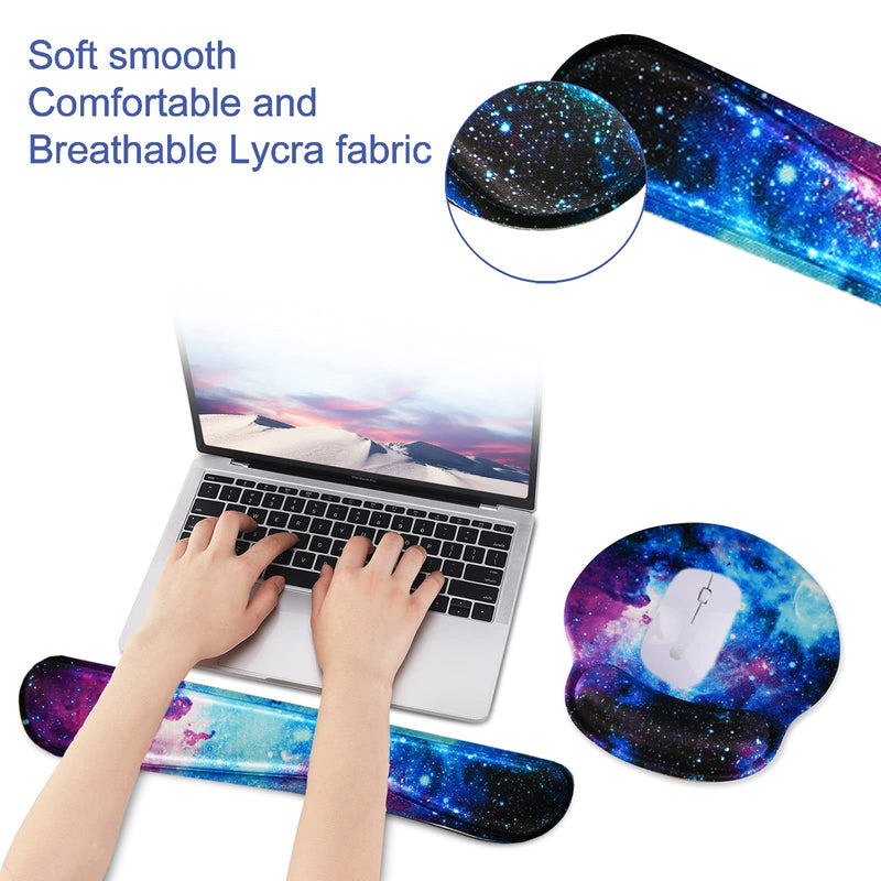 [Australia - AusPower] - Mouse Pad Keyboard Wrist Rest, Gel Non Slip Rubber Wrist Support Rest Mouse Pad for Home Office, Computer, Laptop, Typist, Gamer, Soft Cushion Mousepad with Memory Foam Ergonomic -Nebula Galaxy Nebula Galaxy 