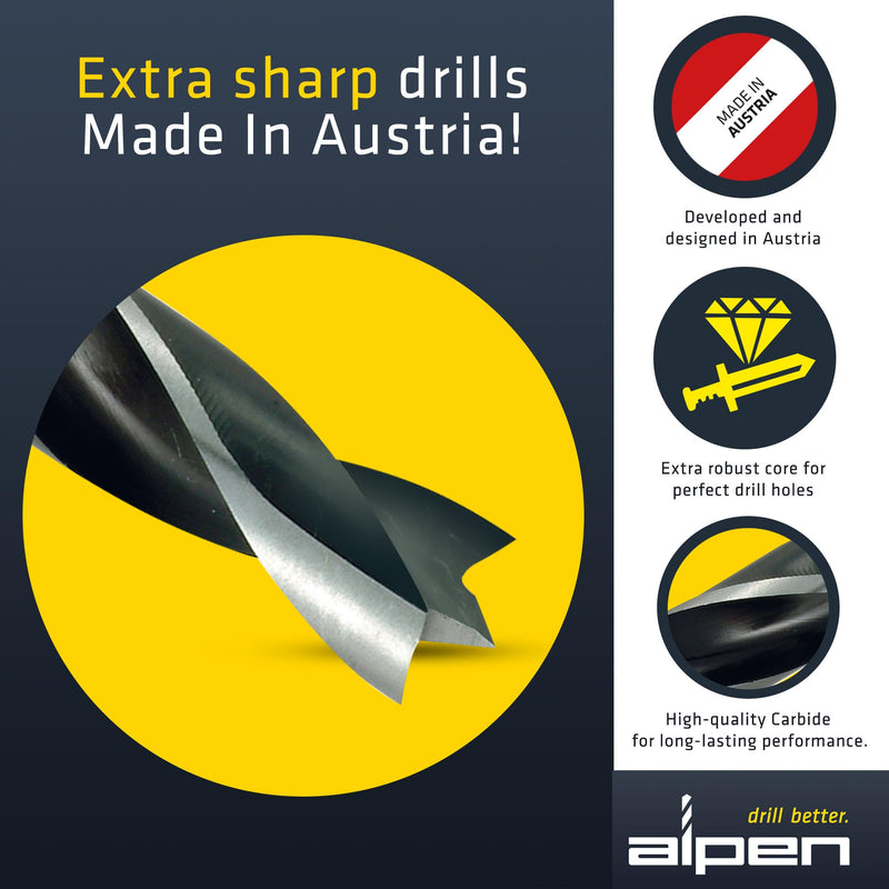 [Australia - AusPower] - Alpen Wood Drill Bit 10 mm Metric for Hard and Soft Wood - Extra Sharp Edges for Precise Holes and Effortless Drilling - Durable Drill Bit Kit for Fast Woodworking (10mm) 10mm 