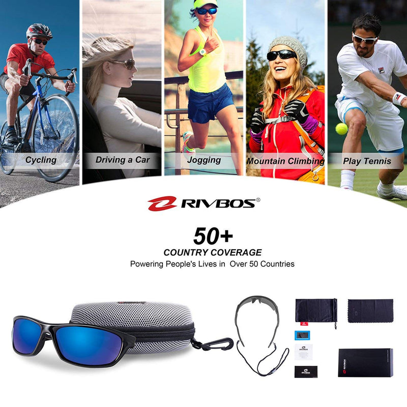 [Australia - AusPower] - RIVBOS Polarized Sports Sunglasses Driving shades For Men TR90 Unbreakable Frame RB831 Black Large 