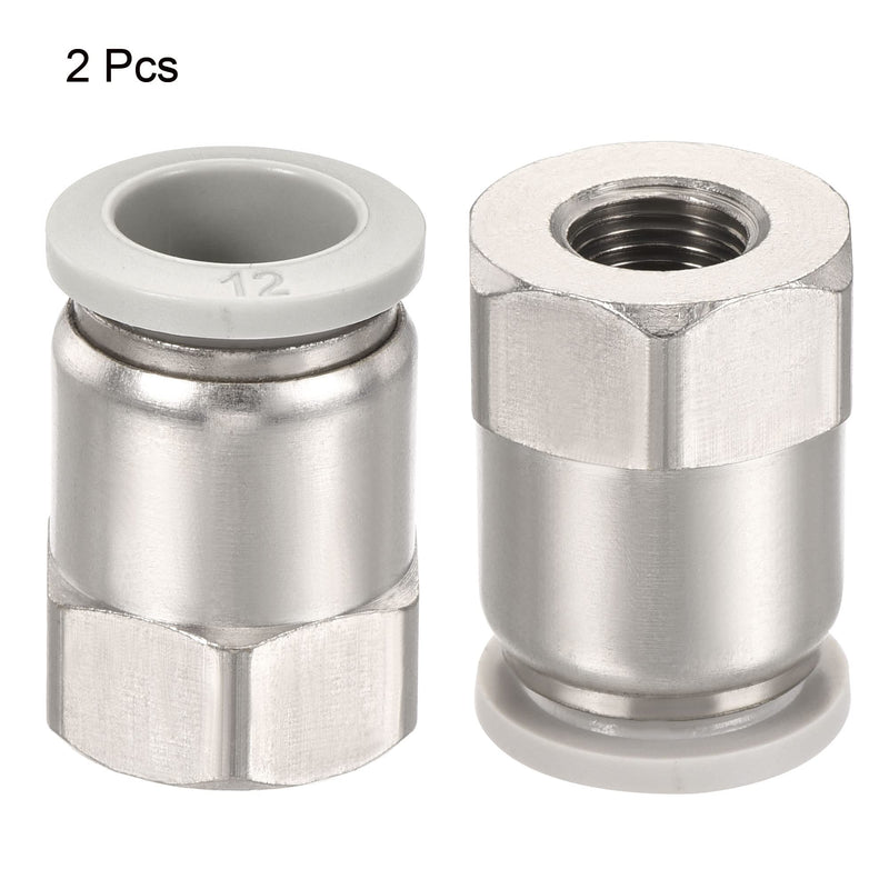 [Australia - AusPower] - MECCANIXITY Push to Connect Fittings 1/8PT Female Thread Fit 12mm Tube OD Nickel-Plated Copper Straight Union Fitting Pack of 2 