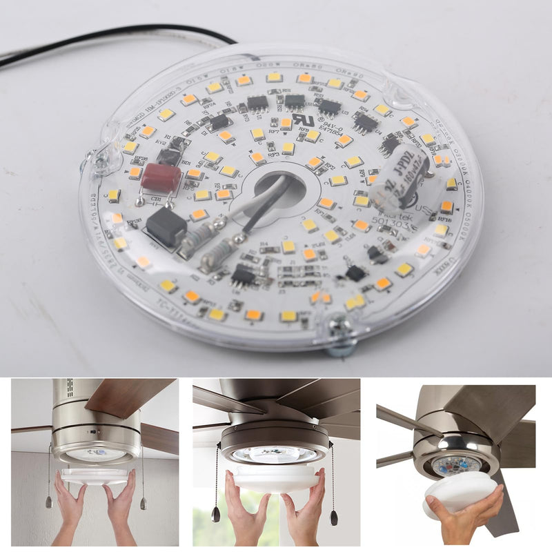 [Australia - AusPower] - ULIKELED 4â€œ 18W Color Changeable Ceiling Fan LED Light Replacement, 3000K/4000K/5000K Selectable Ceiling Fan LED Light Kit, Dimmable LED Retrofit Kit for Flush Mount Ceiling Lights 
