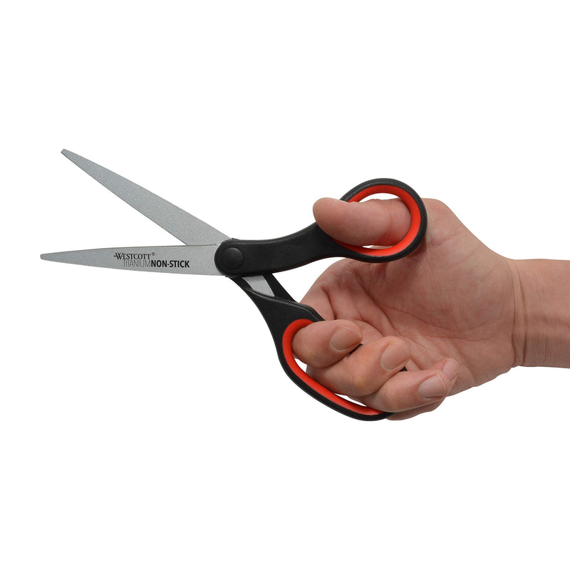 [Australia - AusPower] - Westcott 8" Titanium Non-Stick Scissors, 2-Pack, Black and Red 