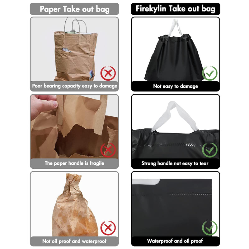 [Australia - AusPower] - Firekylin Take Out Bags with Handles,Tamper Evident To Go Bags Food Bags for Restaurants,Carry Out,Delivery,Shopping,Reusable Tamper Proof Water Proof Adhesive Seal Plastic Bags (50 PCS) (Small, Black) Small 