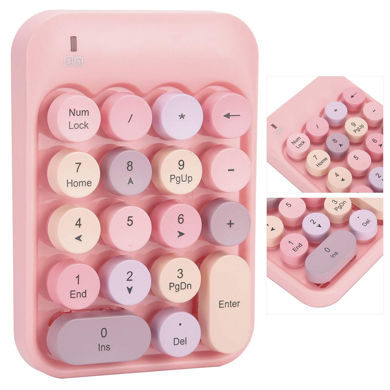 [Australia - AusPower] - Wireless Numeric Keypad, Mini Digital Numpad 18 Keys Ergonomic Number Pad Keyboard with 2.4G USB Receiver & Chocolate Keycap for Laptop/PC/Desktop(Pink) 