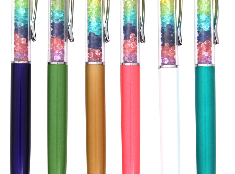 [Australia - AusPower] - Gullor 2 in 1 Bling Diamond Retractable Ballpoint Pen with Screen Touch Pen for Tablet, Phones, 6 Pack Multicolored B(6PCS) 