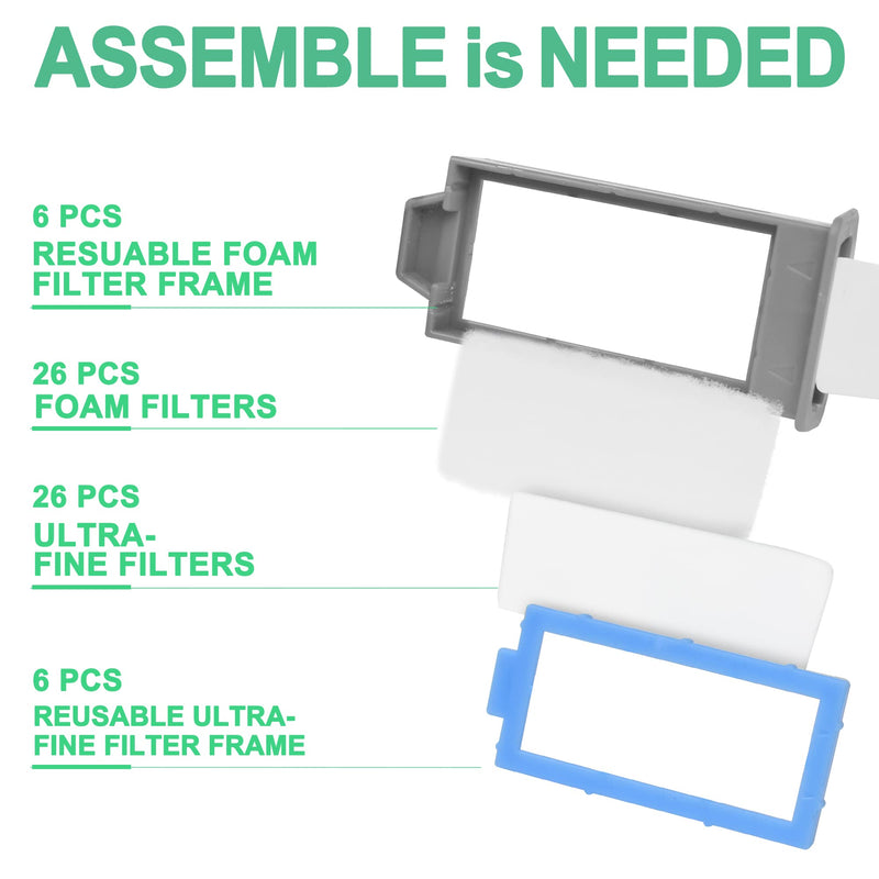 [Australia - AusPower] - 52PCS Filters for Dream 2, Filters Supplies for Station 2 Filters, 6 Reusable Filters Assembly, 20 Foam Filter and 20 Ultra Fine Filters 