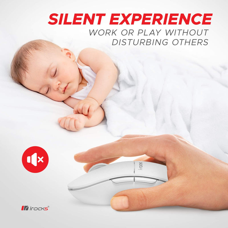 [Australia - AusPower] - i-Rocks M23R 2.4G Wireless Silent Slim Mouse, Optical Mice with USB Nano Receiver, Adjustable DPI Levels for PC, Notebook, Computer, Laptop, Desktop, Ergonomic Design - White 
