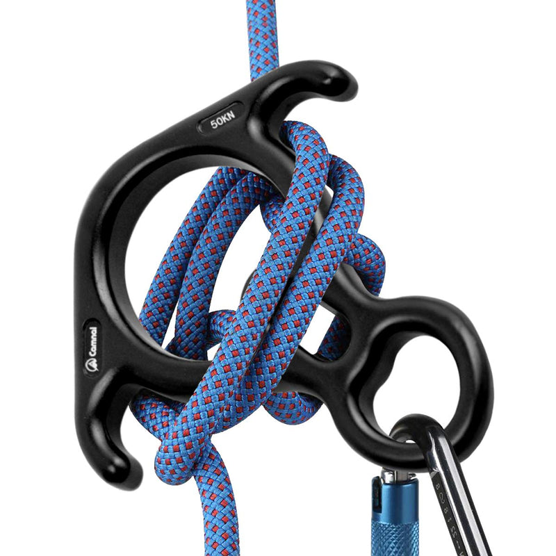 [Australia - AusPower] - YXGOOD 50KN Rescue Figure, 8 Descender Large Bent-Ear Belaying and Rappelling Gear Belay Device Climbing for Rock Climbing Peak Rescue Aluminum Magnesium Alloy Black 