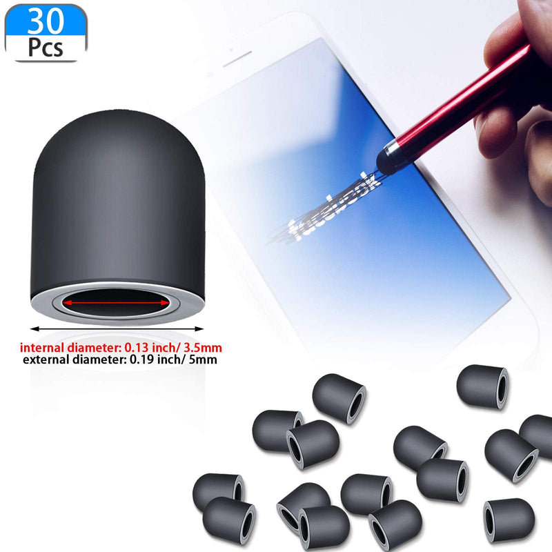 [Australia - AusPower] - Zonon 30 Pieces Replacement Stylus Tips Conductive Touch Screen Pens Tips Capacitive Silicone Rubber Stylus Tips for Touch Screen Pens, No Touch Door Opener Tools (0.19 Inch) 