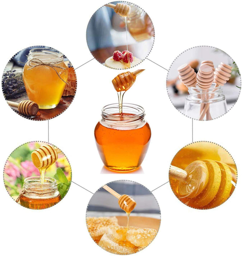 [Australia - AusPower] - ICEYLI 4 Pcs (6.3 Inches) Wooden Honey Mixing Stirrer Honey Dipper Sticks Honey Comb Stick Honey Spoon Collecting Dispensing Drizzling Jam 6.3inch 