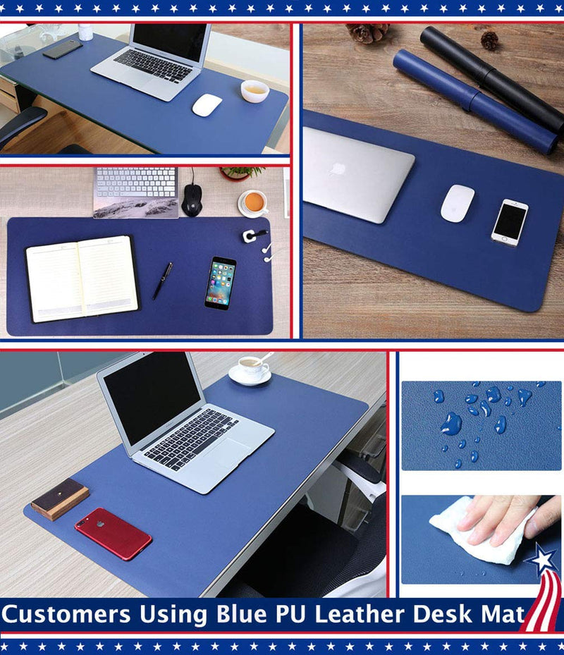 [Australia - AusPower] - Desk Protector Blotter Pad on Top of Desks PU Leather Office Desk Writing Mat Computer Laptop Gaming Under Keyboard Mouse Pad Desk Decor Accessories Organizer for Women Men Kids Black 16 X 32 Inches 16'' x 32'' inch Midnight Black 