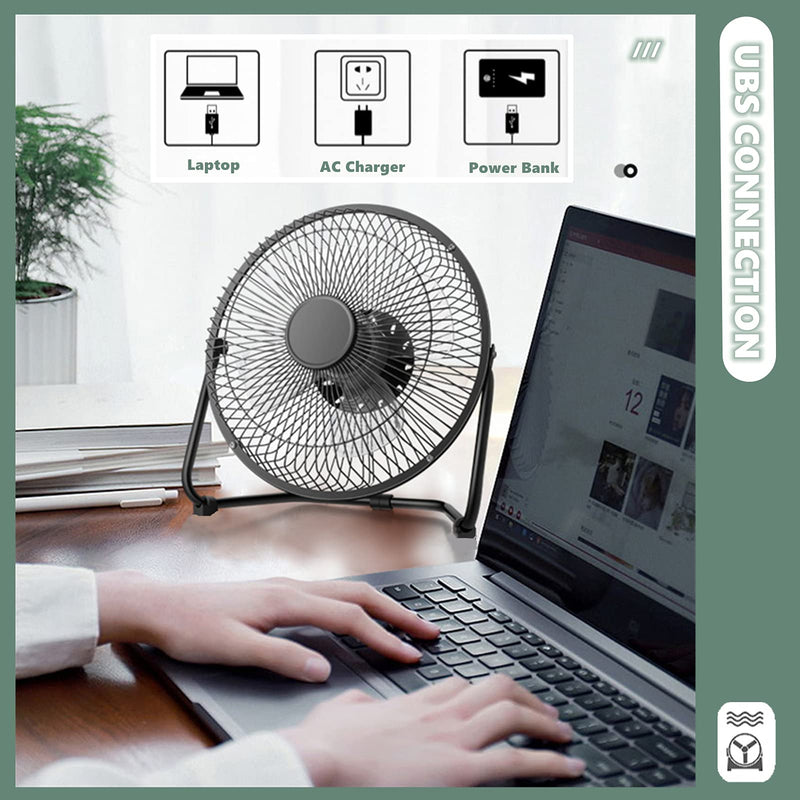 [Australia - AusPower] - USB Fan 4 Inch Mini USB Desk Table Fan Personal Portable Desktop Cooling Fan Powered by USB PC Netbook for Camping Home Office Outdoor Travel, Strong Wind, Black Black 4 Inch 