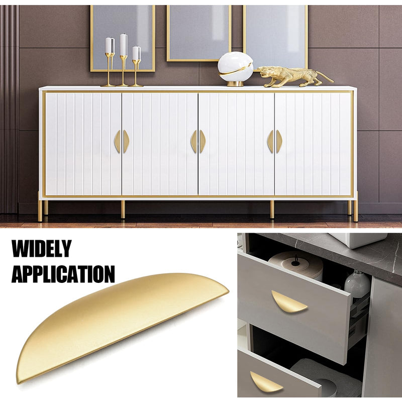 [Australia - AusPower] - Zorfeter Crescent Brushed Gold Cabinet Pulls, 2-1/2 Inch (64MM) Hole Centers Stylish Half Moon Drawer Pulls Semicircle Durable Kitchen Hardware for Cupboards, Drawers, Pack of 4 2-1/2 Inch Hole Centers 