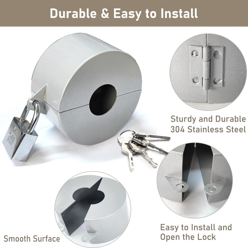 [Australia - AusPower] - PILISPARK Door Knob Lock Out Device with Padlock, Door Handle Lock - Protects Door Handles from Turning and Entering Keyholes, for Covering Door Handles/Faucets/Valves, Stainless Steel (Silver) Silver 