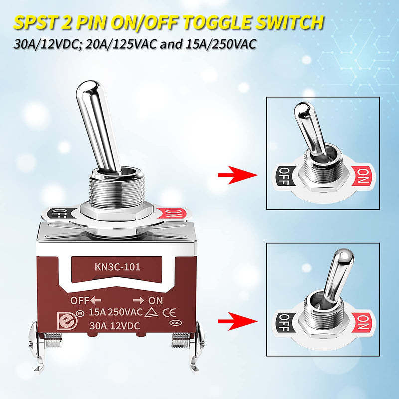 [Australia - AusPower] - Joinfworld Marine Toggle Switch 12V DC 30A Waterproof Toggle Switch 250V AC 15A Heavy Duty with Weatherproof Boot Cover SPST ON/Off 2 Pin for Auto Car Truck Boat -4Pcs 