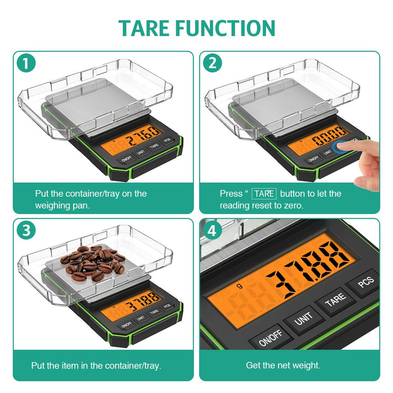 [Australia - AusPower] - ORIA Digital Pocket Scale, Electronic Smart Scale, 300g /0.01g Digital Mini Scale, 100g Calibration Weight, 6 Units, LCD Backlit, Auto Off, Tare, Battery Included 