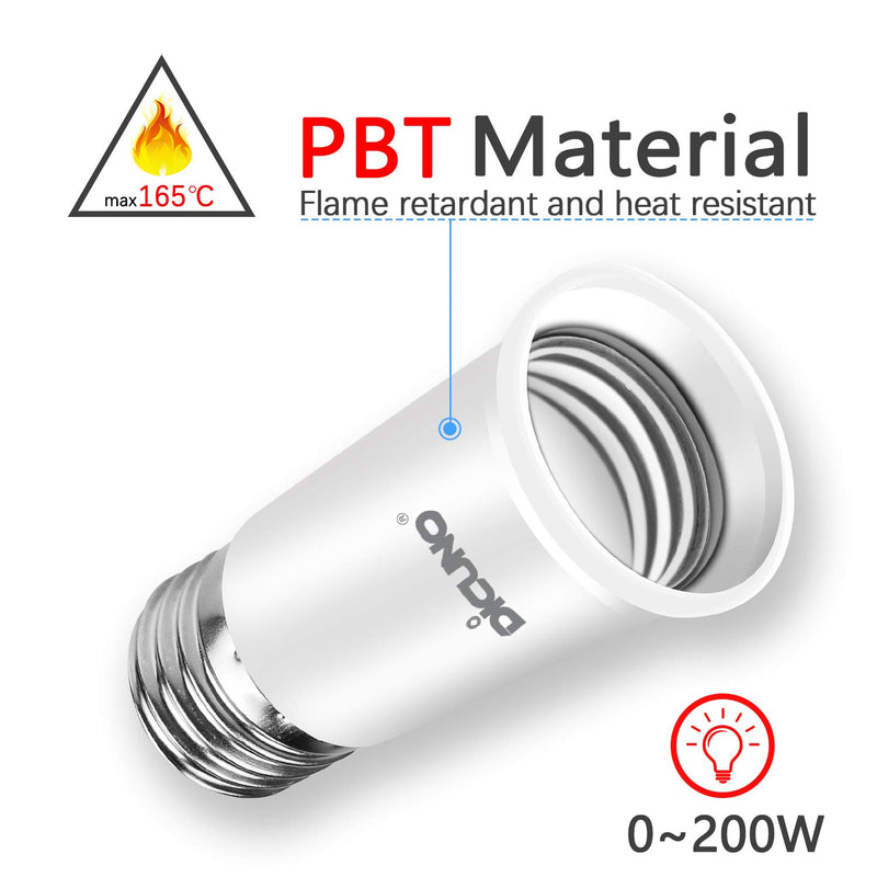 [Australia - AusPower] - DiCUNO E26 Socket Extender, E26 to E26 Standard Medium Base Lamp Bulb Socket Adapter of 5CM/1.97 Inch Extension, Max 200W Light Bulb Extender 2 Pcs 2 Pack 